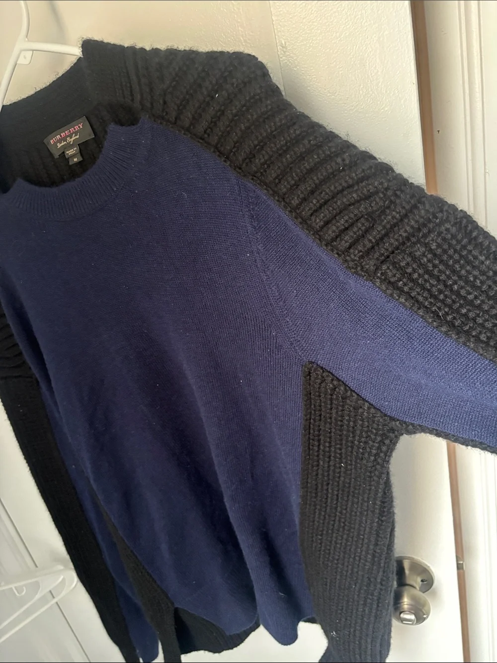 Burberry Navy and Black Men’s Crewneck Sweater